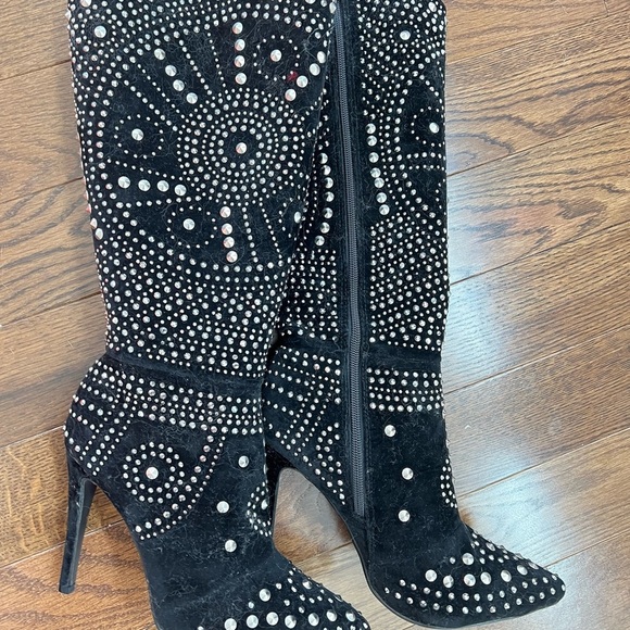 Lola black suede studded boots never worn 8 1/1 - Picture 4 of 4